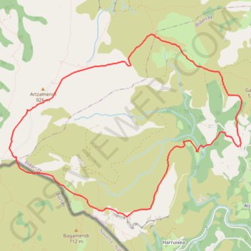 Itinéraire L'Artzamendi par les trois cols en boucle depuis Olathea, distance, dénivelé, altitude, carte, profil, trace GPS