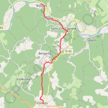 Itinéraire De Bouzies a Concots, distance, dénivelé, altitude, carte, profil, trace GPS