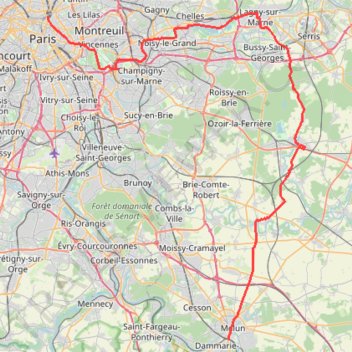 Itinéraire Paris Melun en vélo, distance, dénivelé, altitude, carte, profil, trace GPS