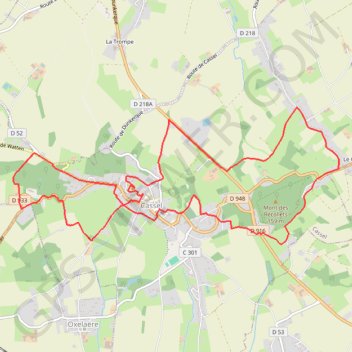 Itinéraire trace Cassel Récollets Oxelaere 128, distance, dénivelé, altitude, carte, profil, trace GPS