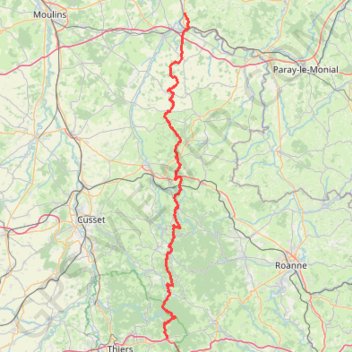 Itinéraire GR3 De Chabreloche (Puy-de-Dôme) à Saint Aubin-sur-Loire (Saône-et-Loire), distance, dénivelé, altitude, carte, profil, trace GPS