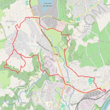 Itinéraire De grigny à Montagny, distance, dénivelé, altitude, carte, profil, trace GPS
