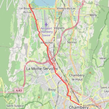 Itinéraire Sur les Pas des Huguenots - Chambéry - Le Bourget-du-Lac, distance, dénivelé, altitude, carte, profil, trace GPS