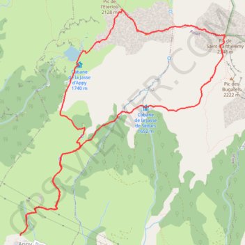 Itinéraire Boucle Appy Saint Barthélemy, distance, dénivelé, altitude, carte, profil, trace GPS