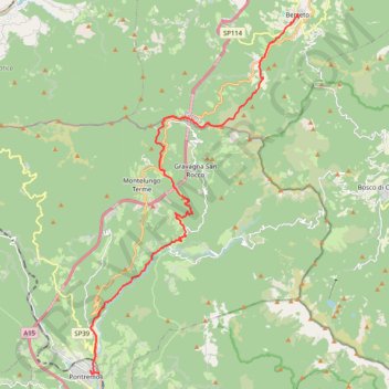 Itinéraire Via Francigena Berceto - Pontremoli, distance, dénivelé, altitude, carte, profil, trace GPS