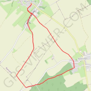 Itinéraire Ransart - Bois d'Adinfer, distance, dénivelé, altitude, carte, profil, trace GPS