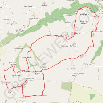 Itinéraire Circuit de Saint-Adrien en Pleumeur-Gautier, distance, dénivelé, altitude, carte, profil, trace GPS