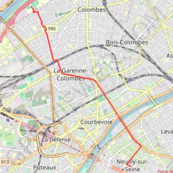 Itinéraire Colombes - Neuilly-sur-Seine, distance, dénivelé, altitude, carte, profil, trace GPS