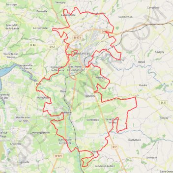 Itinéraire Coutances, distance, dénivelé, altitude, carte, profil, trace GPS