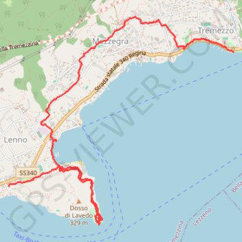 Itinéraire Lac de Come - Lenno Tremazzo, distance, dénivelé, altitude, carte, profil, trace GPS