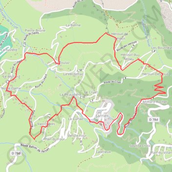 Itinéraire Jarrier - le Tour des chapelles, distance, dénivelé, altitude, carte, profil, trace GPS