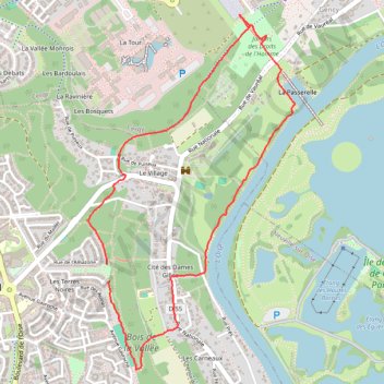 Itinéraire Boucle Vauréal L'allée couverte par les 12 colonnes à Cergy, distance, dénivelé, altitude, carte, profil, trace GPS