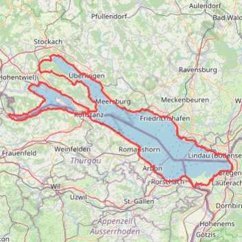 Itinéraire Bodensee-Radweg, distance, dénivelé, altitude, carte, profil, trace GPS