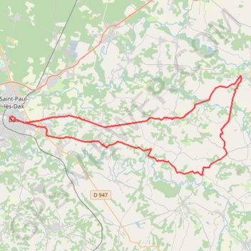 Itinéraire Dax - Mugron, distance, dénivelé, altitude, carte, profil, trace GPS