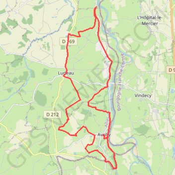 Itinéraire Avrilly, distance, dénivelé, altitude, carte, profil, trace GPS