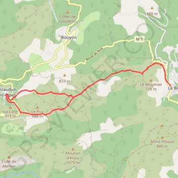 Itinéraire Tour Le broc - bezaudun, distance, dénivelé, altitude, carte, profil, trace GPS