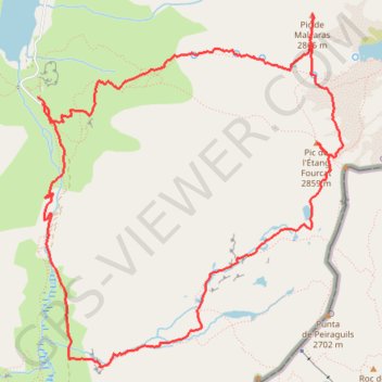 Itinéraire Pic de l'Étang Fourcat, distance, dénivelé, altitude, carte, profil, trace GPS