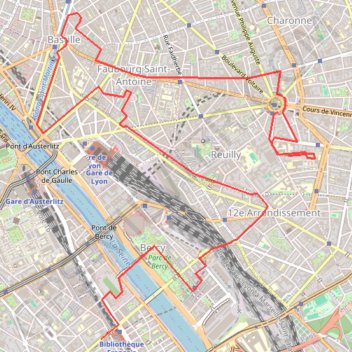 Itinéraire Paris XII, distance, dénivelé, altitude, carte, profil, trace GPS