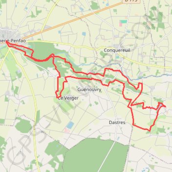 Itinéraire Guéméné-Penfao, distance, dénivelé, altitude, carte, profil, trace GPS