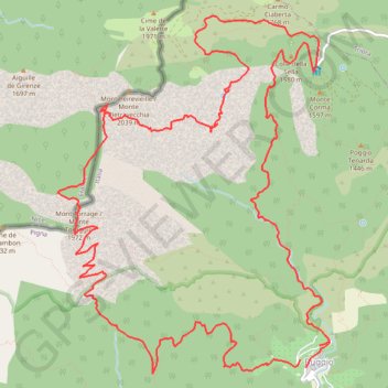 Itinéraire Rando vers la cime du Torragio, distance, dénivelé, altitude, carte, profil, trace GPS