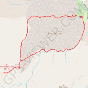Itinéraire Islande - Landmannalaugar - Coulées d'Obsidienne - Groengil, distance, dénivelé, altitude, carte, profil, trace GPS