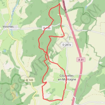 Itinéraire Courcelles-en-Montagne - Bois Lessus, distance, dénivelé, altitude, carte, profil, trace GPS