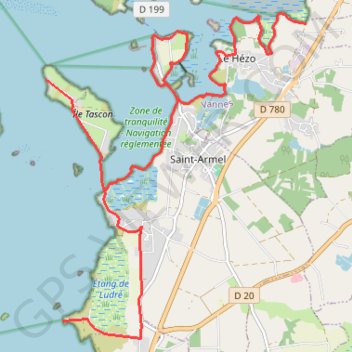 Itinéraire Tour du Golfe du Morbihan - Saint-Armel, Le Hézo, distance, dénivelé, altitude, carte, profil, trace GPS