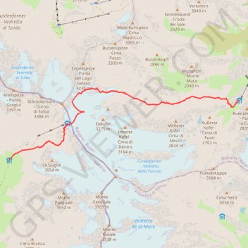 Itinéraire Pizzini-Casati-Martello, distance, dénivelé, altitude, carte, profil, trace GPS