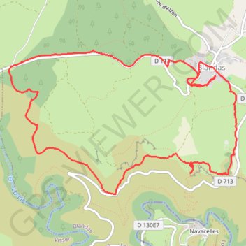 Itinéraire Boucle belvédère de Blandas, distance, dénivelé, altitude, carte, profil, trace GPS