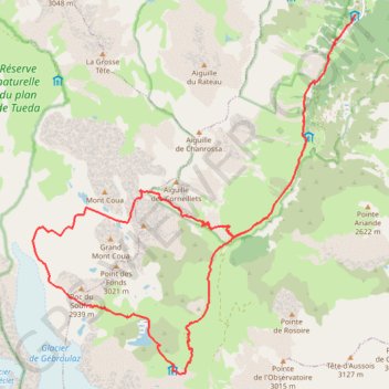 Itinéraire Roc des Eaux Noires, distance, dénivelé, altitude, carte, profil, trace GPS