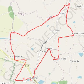 Itinéraire Balade à Burgnac, distance, dénivelé, altitude, carte, profil, trace GPS