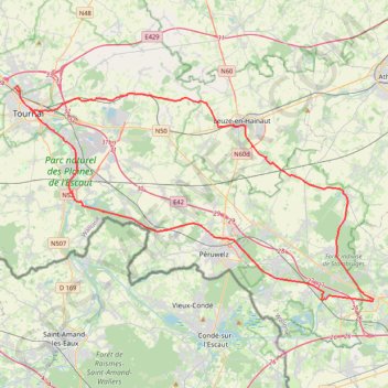 Itinéraire Tournai 82km, distance, dénivelé, altitude, carte, profil, trace GPS