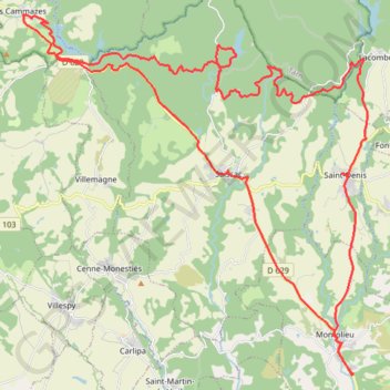 Itinéraire Montolieu-La Rigole-Montolieu, distance, dénivelé, altitude, carte, profil, trace GPS