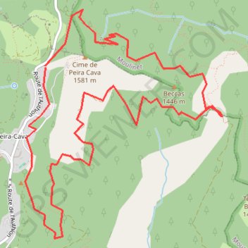 Itinéraire Baisse de Beccas depuis Peira Cava, distance, dénivelé, altitude, carte, profil, trace GPS