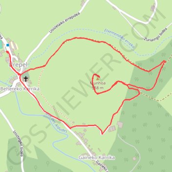 Itinéraire Munhoa d'Urepel, distance, dénivelé, altitude, carte, profil, trace GPS