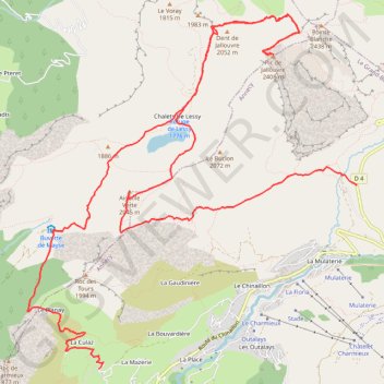 Itinéraire Lac de Lessy et le Jalouvre, distance, dénivelé, altitude, carte, profil, trace GPS