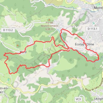Itinéraire Le vieil Ecotay, distance, dénivelé, altitude, carte, profil, trace GPS