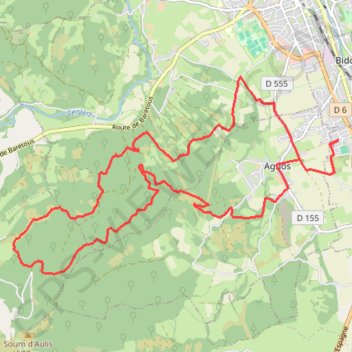 Itinéraire Bois de haut Agnos Cesar Chicorp 22km 600m, distance, dénivelé, altitude, carte, profil, trace GPS