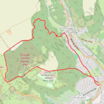 Itinéraire Rozérieulles - Châtel-Saint-Germain, distance, dénivelé, altitude, carte, profil, trace GPS