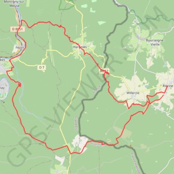 Itinéraire Boucle VTT Rienne - Haybes, distance, dénivelé, altitude, carte, profil, trace GPS