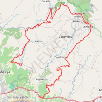 Itinéraire Cortijo hasta Sedella y vuelta., distance, dénivelé, altitude, carte, profil, trace GPS