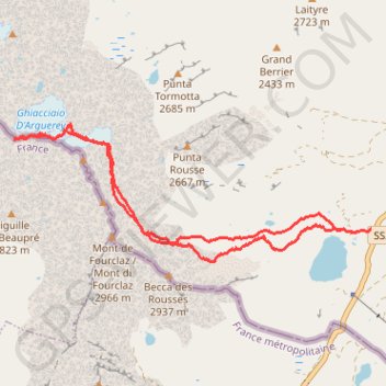 Itinéraire Aiguille Veys, distance, dénivelé, altitude, carte, profil, trace GPS