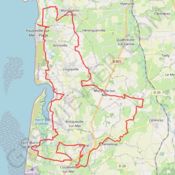 Itinéraire Entre Dunes et havre du bout du monde, distance, dénivelé, altitude, carte, profil, trace GPS