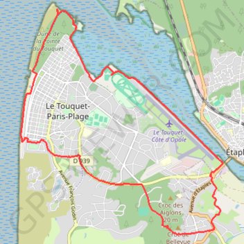 Itinéraire Le Touquet, distance, dénivelé, altitude, carte, profil, trace GPS