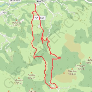 Itinéraire Erratzu espagne, distance, dénivelé, altitude, carte, profil, trace GPS