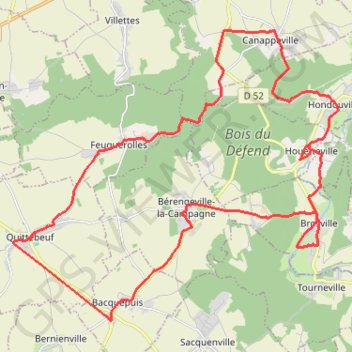Itinéraire Boucle de la Vallée - Quittebeuf, distance, dénivelé, altitude, carte, profil, trace GPS