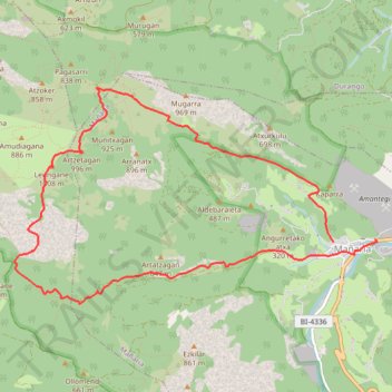 Itinéraire Leungane y Artzetagan en circuit depuis Mañaria, distance, dénivelé, altitude, carte, profil, trace GPS