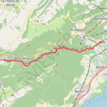 Itinéraire Les gorges de l'Areuse, distance, dénivelé, altitude, carte, profil, trace GPS