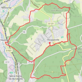 Itinéraire Rando Houppeville, distance, dénivelé, altitude, carte, profil, trace GPS