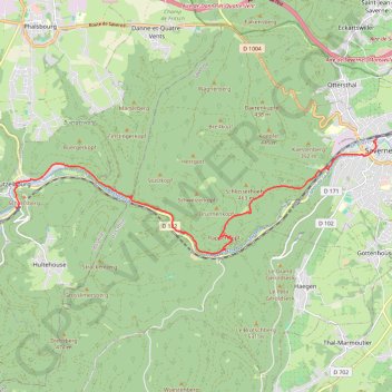 Itinéraire De Lutzelbourg à Saverne par Grotte-Saint-Vit, distance, dénivelé, altitude, carte, profil, trace GPS